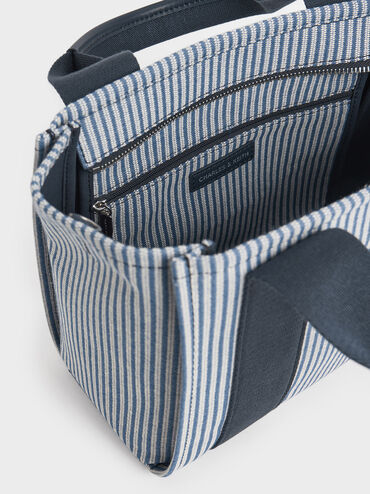 Kay Striped Tote Bag, Blue, hi-res