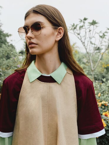 Miranda Square Sunglasses, Light Gold, hi-res