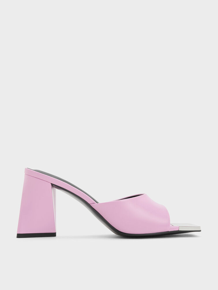 Metallic Cap Sculptural Heel Mules, , hi-res