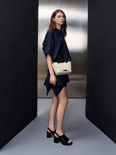 Sabine Canvas Knotted-Handle Tote Bag, Black, hi-res