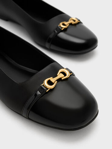 Metallic Accent Ballerinas, สีดำ, hi-res