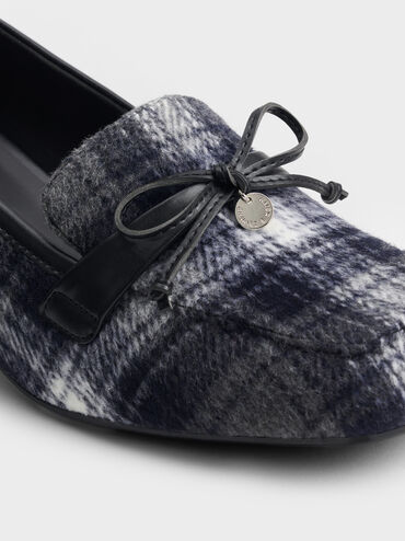 Circle-Charm Bow Loafer Pumps, Dark Grey, hi-res