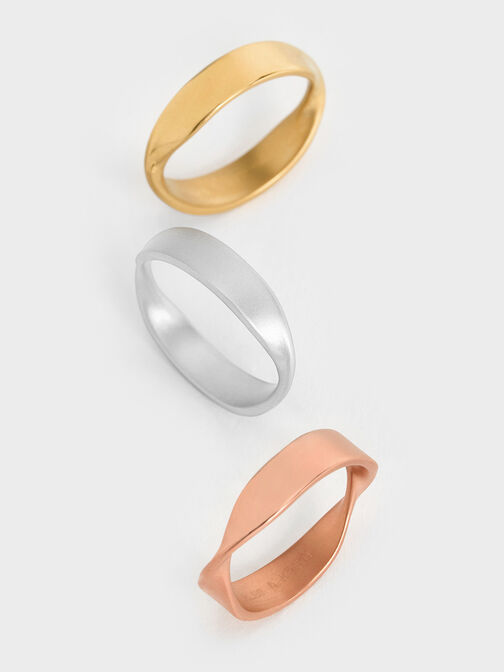 แหวนดีไซน์ทรงเกลียวรุ่น Lena, สีโรสโกลด์, hi-res