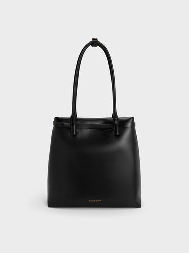 Behn Belted Tote Bag, Black, hi-res