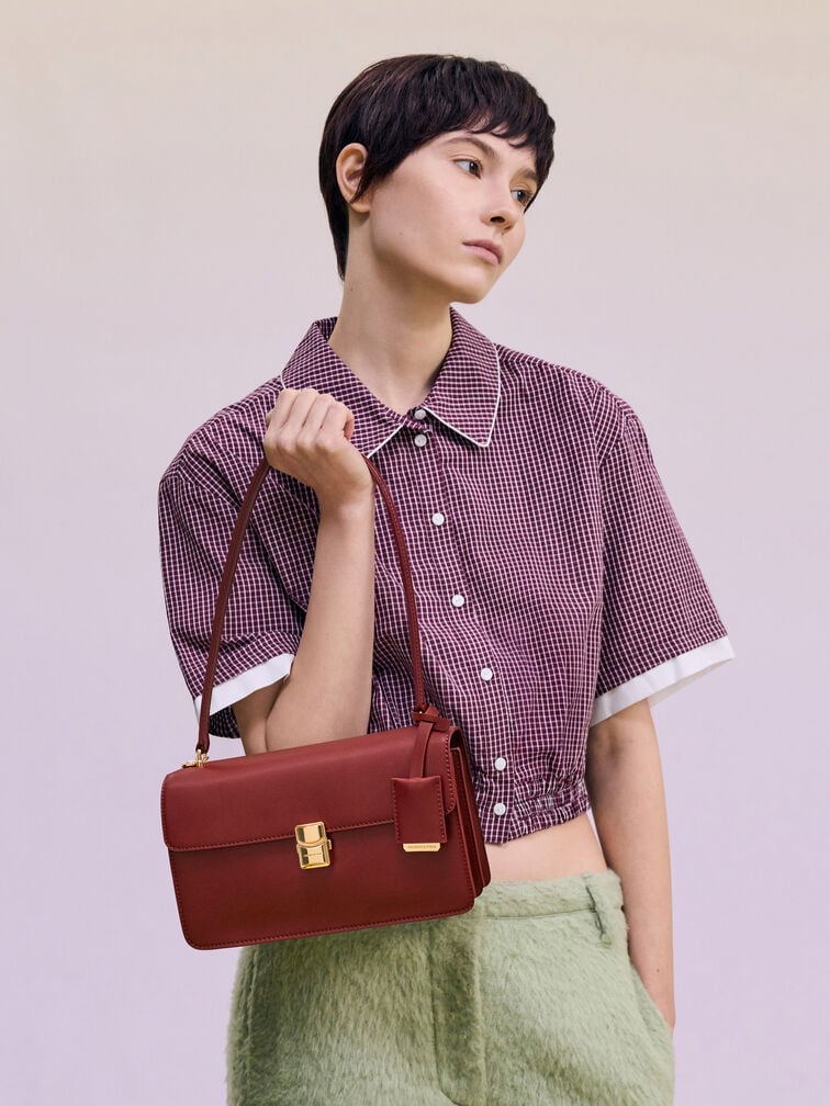 Acelynn Rope-Chain Shoulder Bag, Burgundy, hi-res