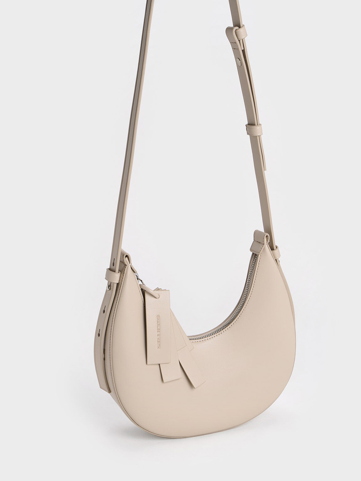 Oat Carey Crescent Hobo Bag - CHARLES & KEITH TH