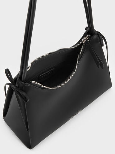 Hazel Bow Hobo Bag, Noir, hi-res
