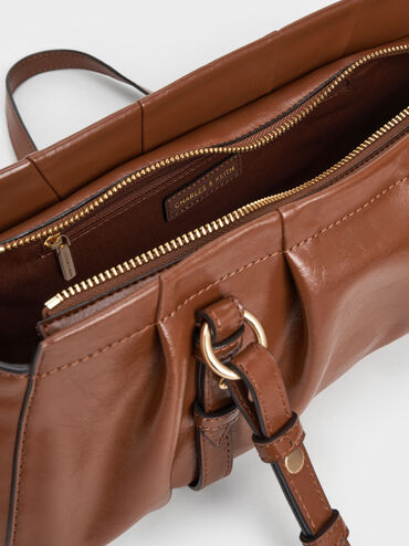 Britton Elongated Shoulder Bag, Chocolate, hi-res