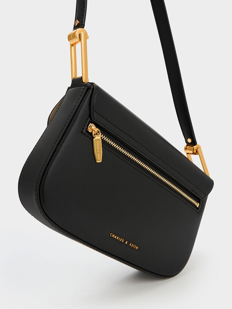 Koa Square Push-Lock Shoulder Bag, Black, hi-res