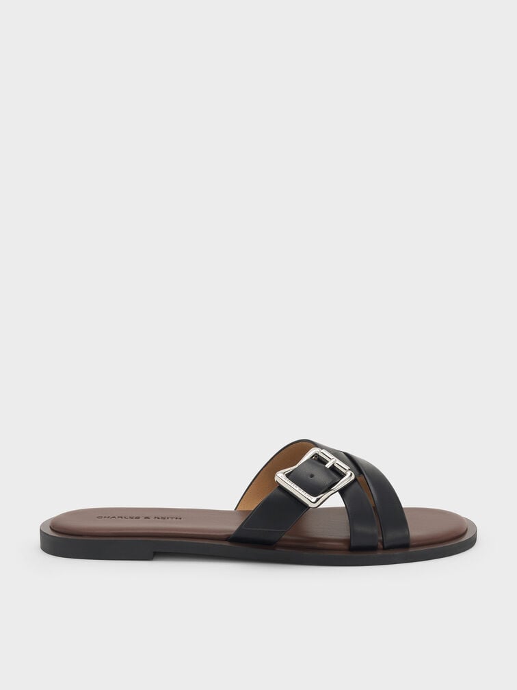 Anita Crossover Slides, Black, hi-res