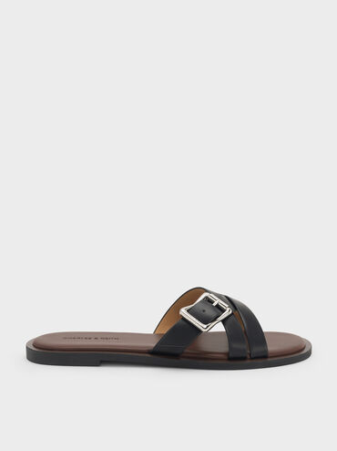 Anita Crossover Slides, Black, hi-res