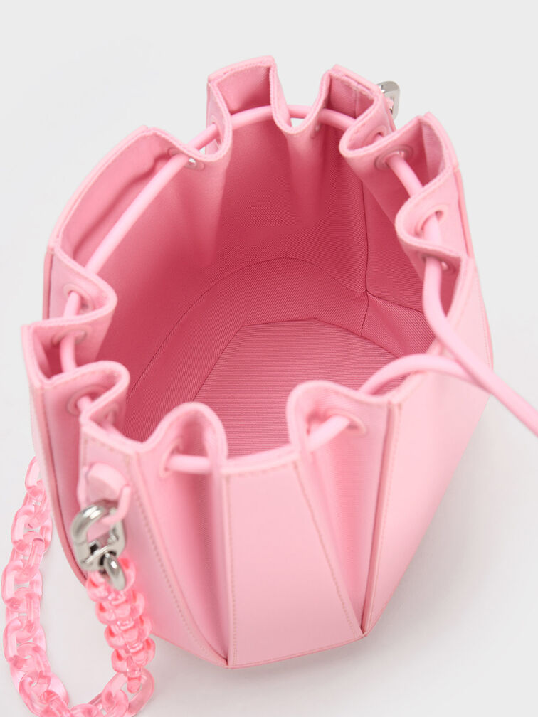 Geometric Structured Bucket Bag, , hi-res