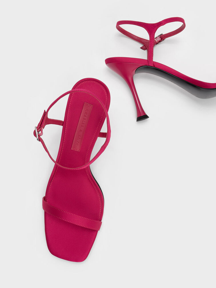 Spool Heel Satin Sandals, , hi-res