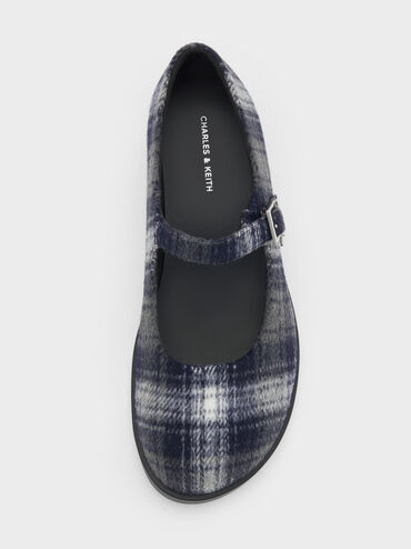 Circle-Charm Buckled Mary Janes, Dark Grey, hi-res