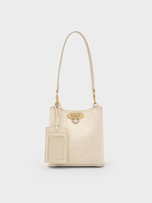 Alcott Canvas Bucket Bag, Beige, hi-res