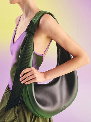 Toni Gradient Knotted Crescent Hobo Bag, Green, hi-res