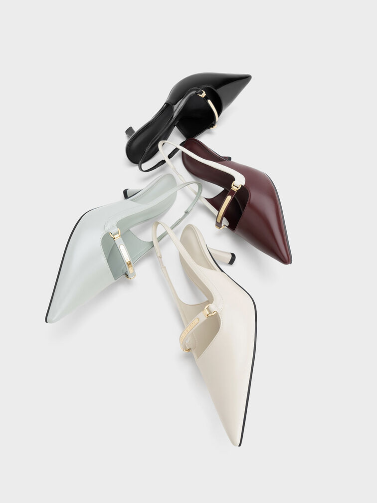 Patent Metallic Accent Slingback Pumps, , hi-res