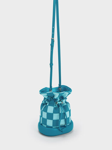 Shiloh Checkerboard Drawstring Bucket Bag, , hi-res