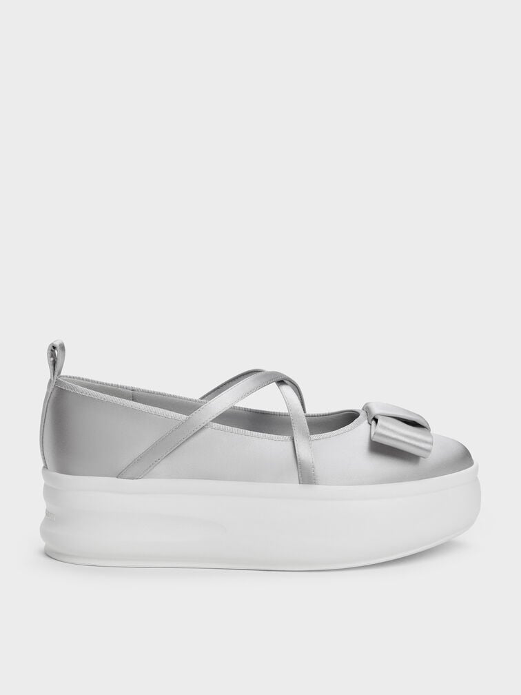 Brantley Recycled Polyester Platform Mary Janes, Grey, hi-res