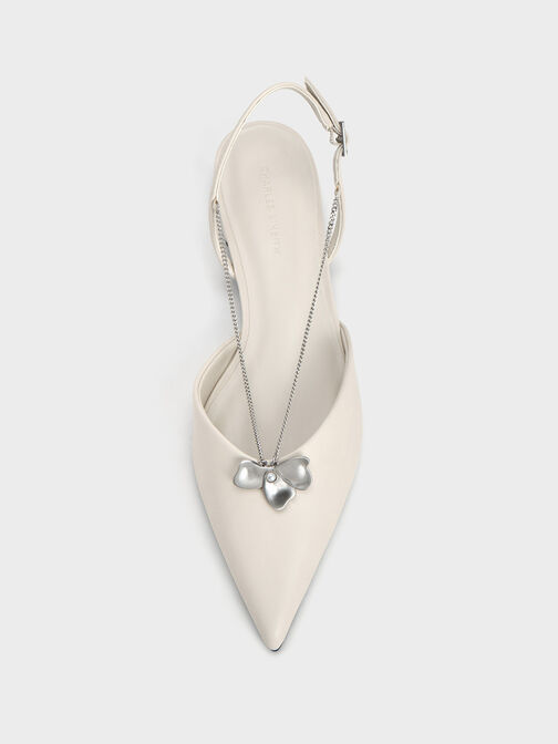 Flower-Accent Chain-Link Slingback Flats, , hi-res
