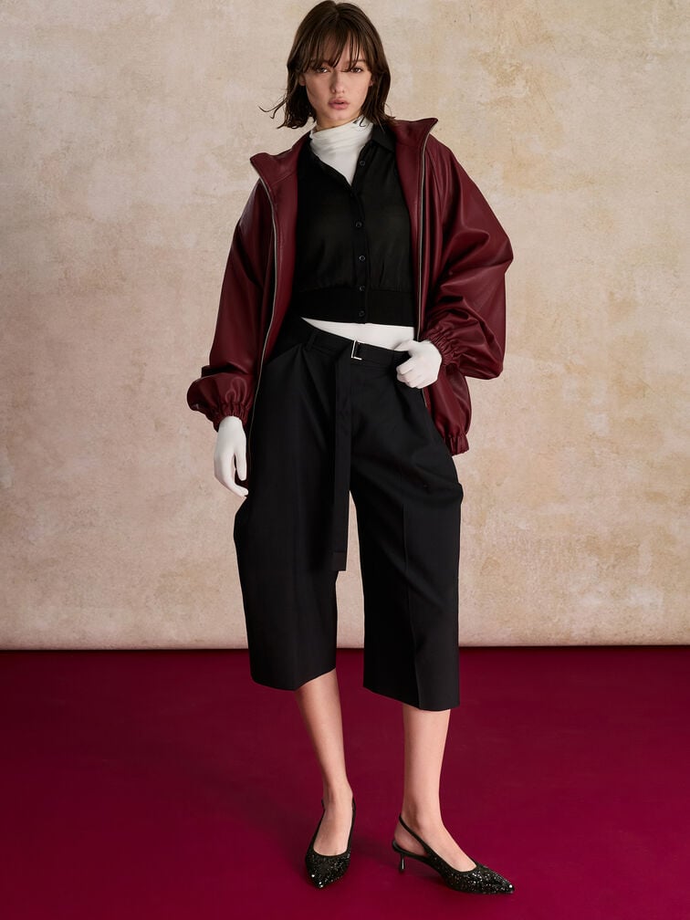 รองเท้าปิดส้นประดับเลื่อมพร้อมสายรัดข้อเท้ารุ่น Ruthie, สีแบล็คเท็กซ์เจอร์, hi-res