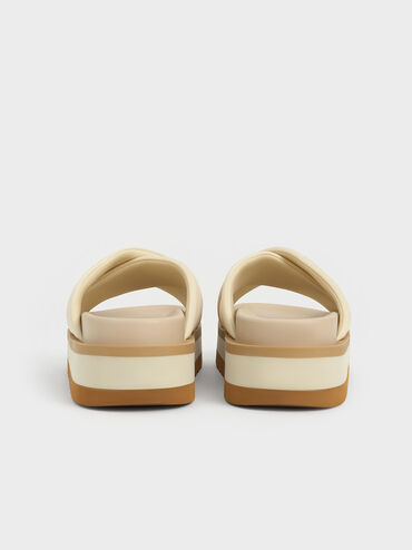 Crossover Platform Slide Sandals, Chalk, hi-res
