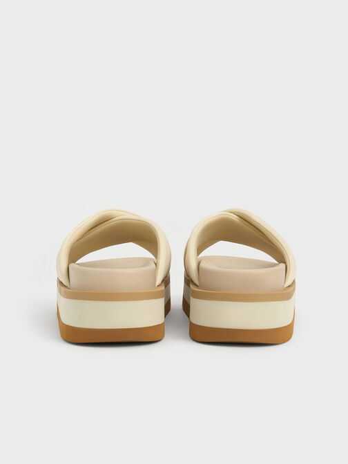 Crossover Platform Slide Sandals, Chalk, hi-res