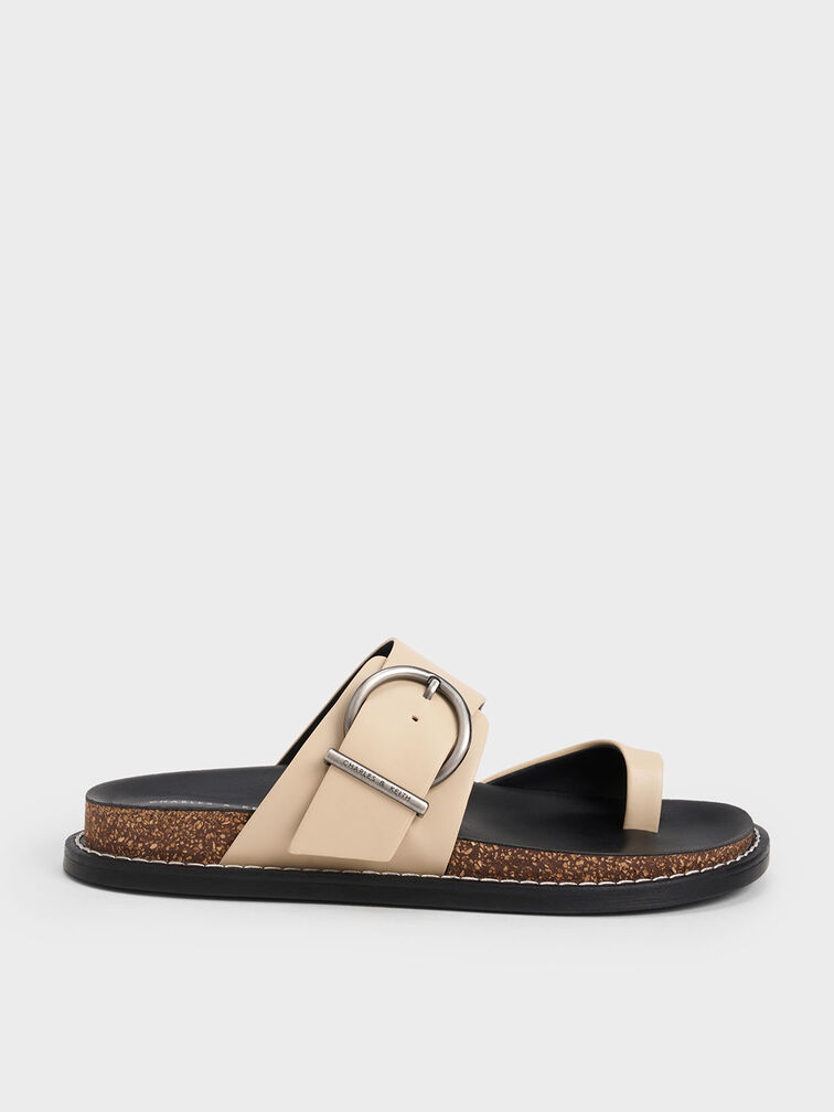 Metallic Buckle Toe-Ring Sandals, , hi-res