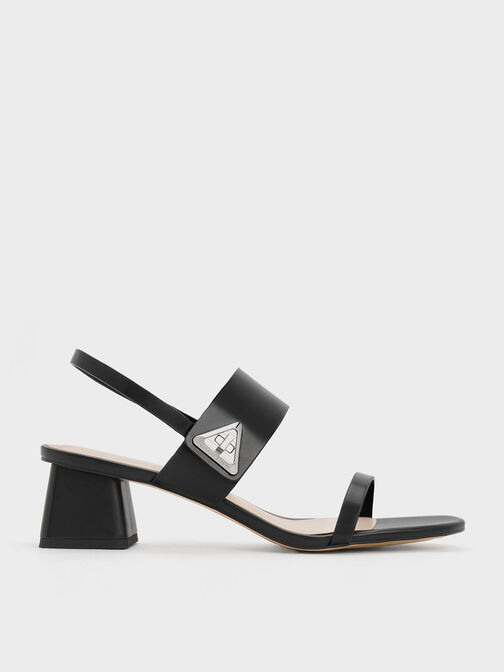 Trice Metallic Accent Block Heel Sandals, สีดำ, hi-res