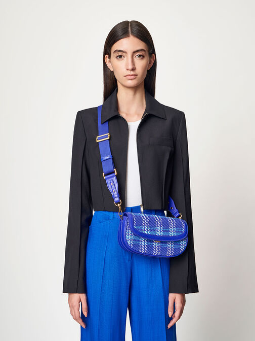 Lillie Tweed Curved Chain Handle Bag, , hi-res