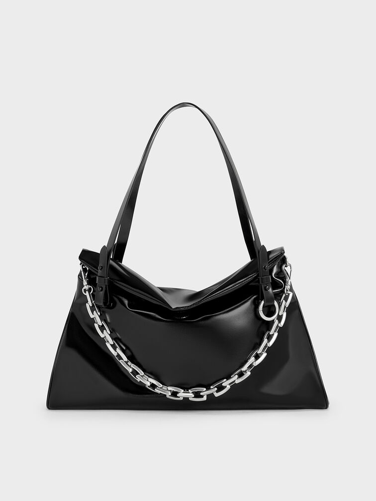 Andromeda Chunky-Chain Trapeze Tote Bag, Noir, hi-res
