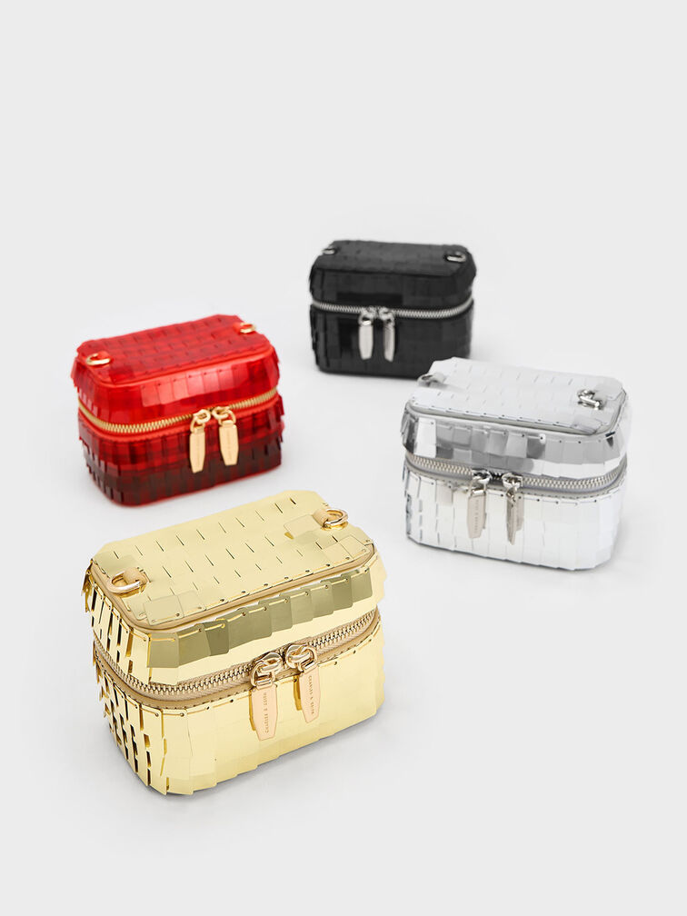 Disc-Embellished Vanity Pouch, , hi-res