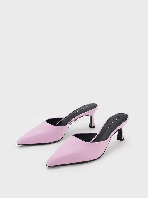 Flare Heel Mules, สีไลแลค, hi-res