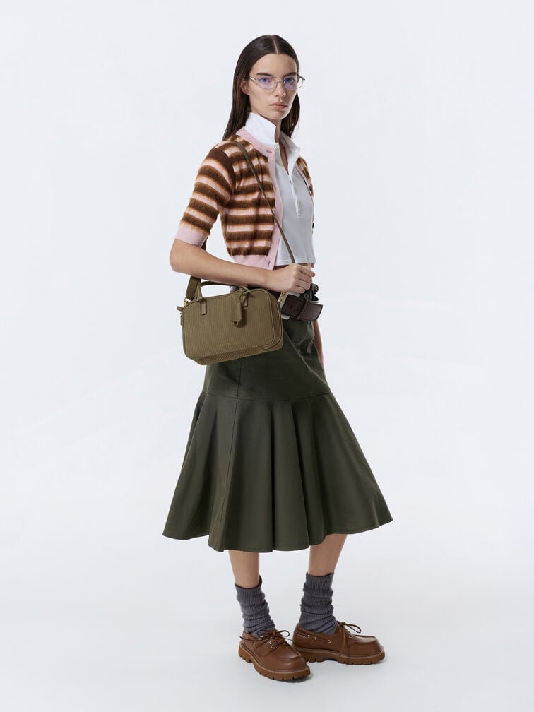 รองเท้าโบ๊ทชูส์พื้นหยักแบบผูกเชือก, สีคอนยัค, hi-res