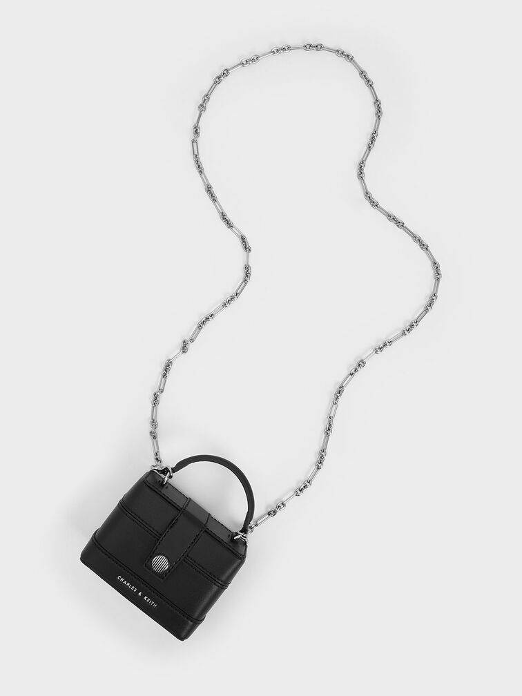 Mini Bronte Contrast Trim Top Handle Bag, สีดำ, hi-res