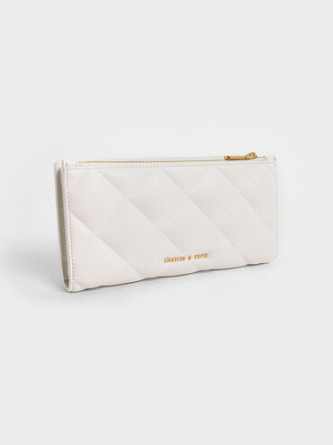 Danika Quilted Long Wallet, Cream, hi-res
