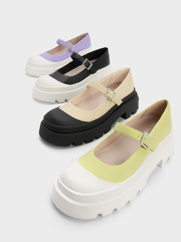 Textured Two-Tone Platform Mary Janes, , hi-res