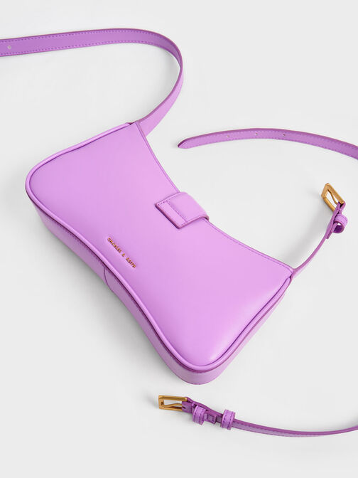 Gabine Curved Shoulder Bag, สีไวโอเล็ต, hi-res