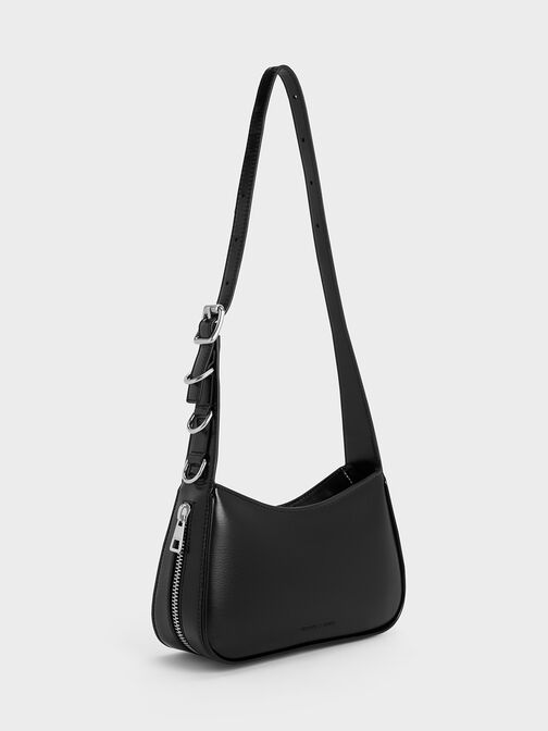 Rebel Hobo Bag, สีดำอะไหล่สีเงิน, hi-res