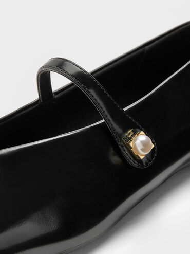 Marie Pearl Mary Jane Flats, Black Boxed, hi-res