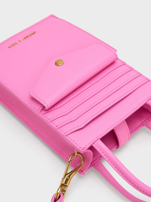 Este Belted Quilted Phone Pouch, สีชมพู, hi-res