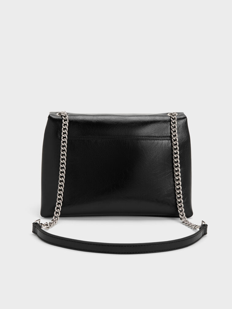 Sianna Chain Shoulder Bag, Noir, hi-res