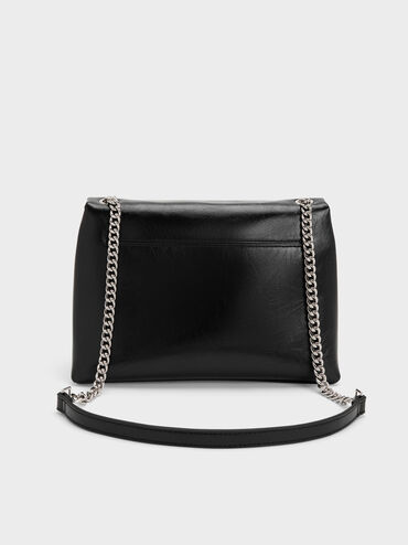 Sianna Chain Shoulder Bag, Noir, hi-res