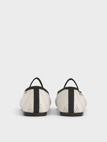 Knitted Pearl-Accent Bow Ballet Flats, Chalk, hi-res