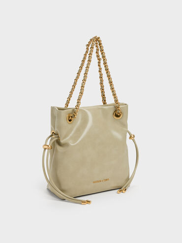 กระเป๋าสะพายข้างดีไซน์สายถักแบบคู่รุ่น Arya, สีเพลโอลีฟ, hi-res