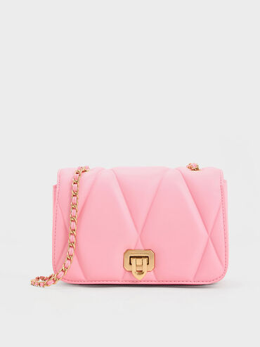 Arwen Quilted Shoulder Bag, สีชมพู, hi-res