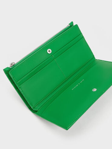 กระเป๋าสตางค์ใบยาวดีไซน์ลายควิลท์รุ่น Danika, สีเขียว, hi-res