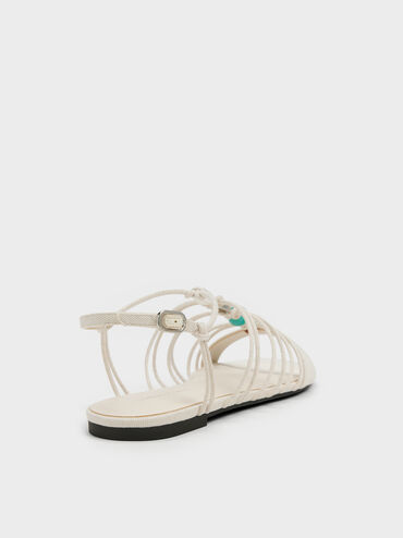 Georgie Linen Bead Strappy Sandals, Chalk, hi-res