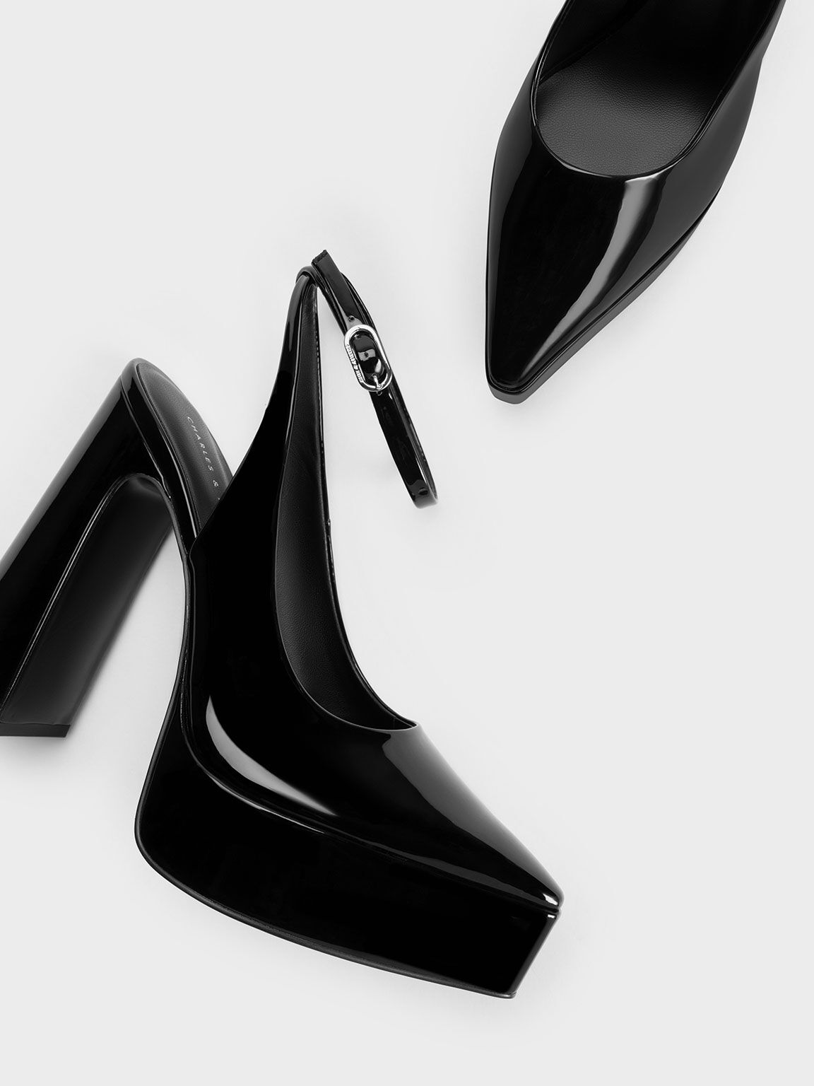 Black Guinevere Patent Platform Pumps CHARLES KEITH TH