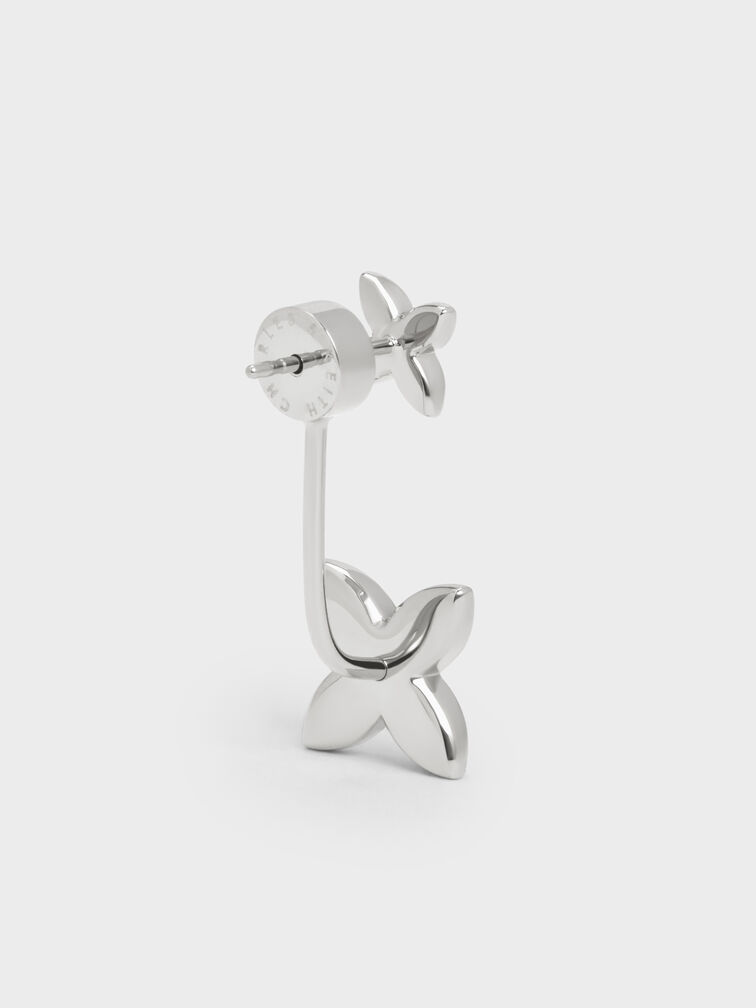 Felicity Flower-Motif Crystal Stud Jacket Earrings, Silver, hi-res